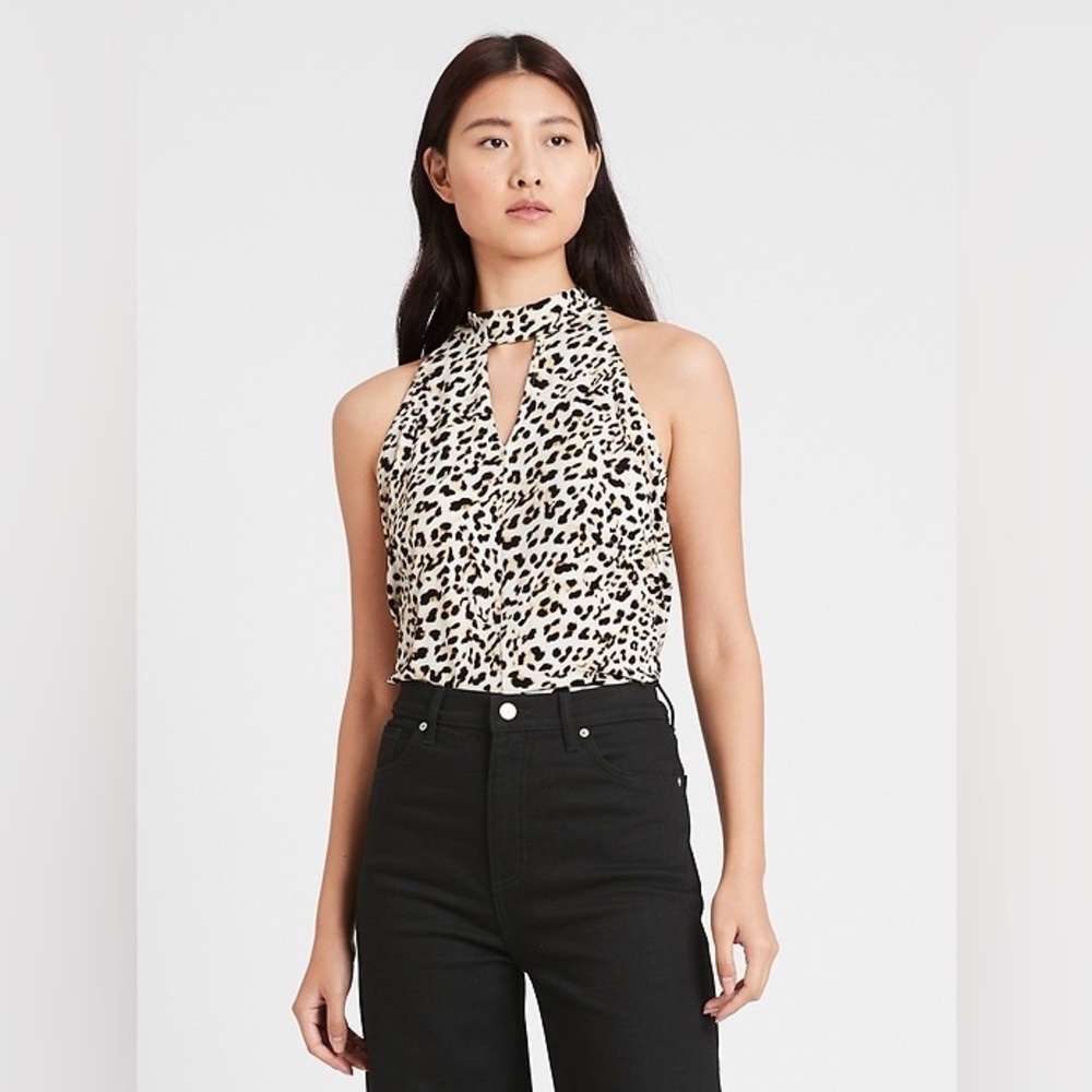 Banana Republic- Animal Print Halter Blouse Size M